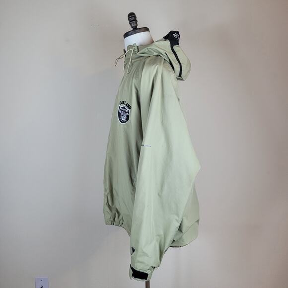 Vintage Pro Player Jacket Mens XXL Khaki Oakland Raiders Zip Hooded 90s WORN - Picture 5 of 16